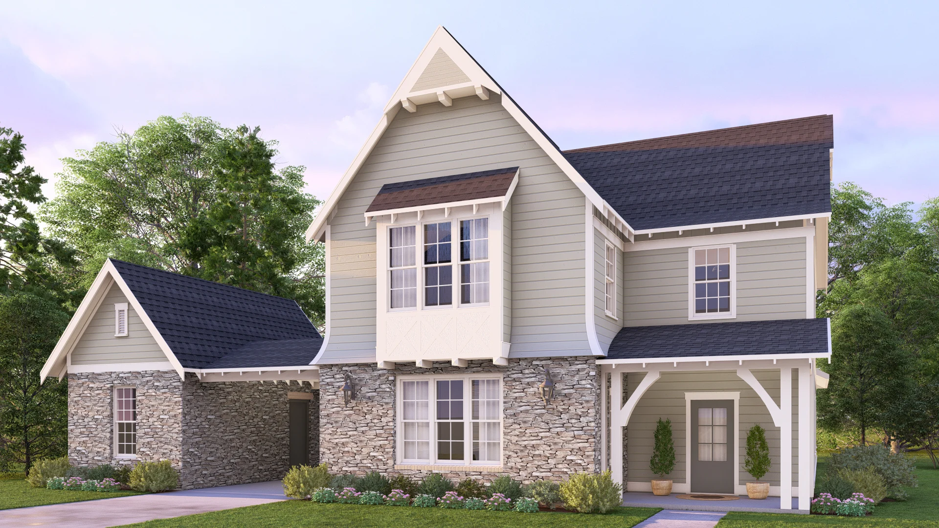 Garrett Pinnacle Elevation C Porte Cochere